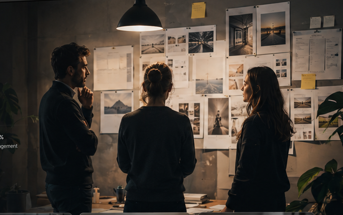 Team creativo al lavoro su un progetto digitale