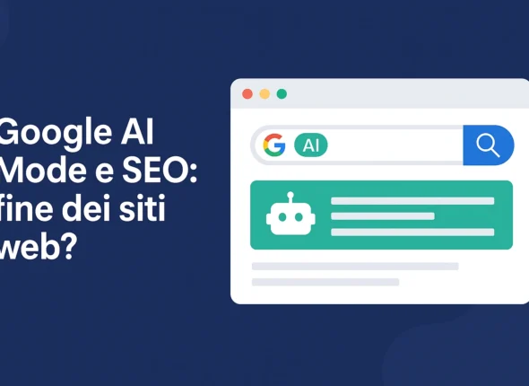 Google AI Mode e SEO: fine dei siti web? Illustrazione di una SERP con risposta AI