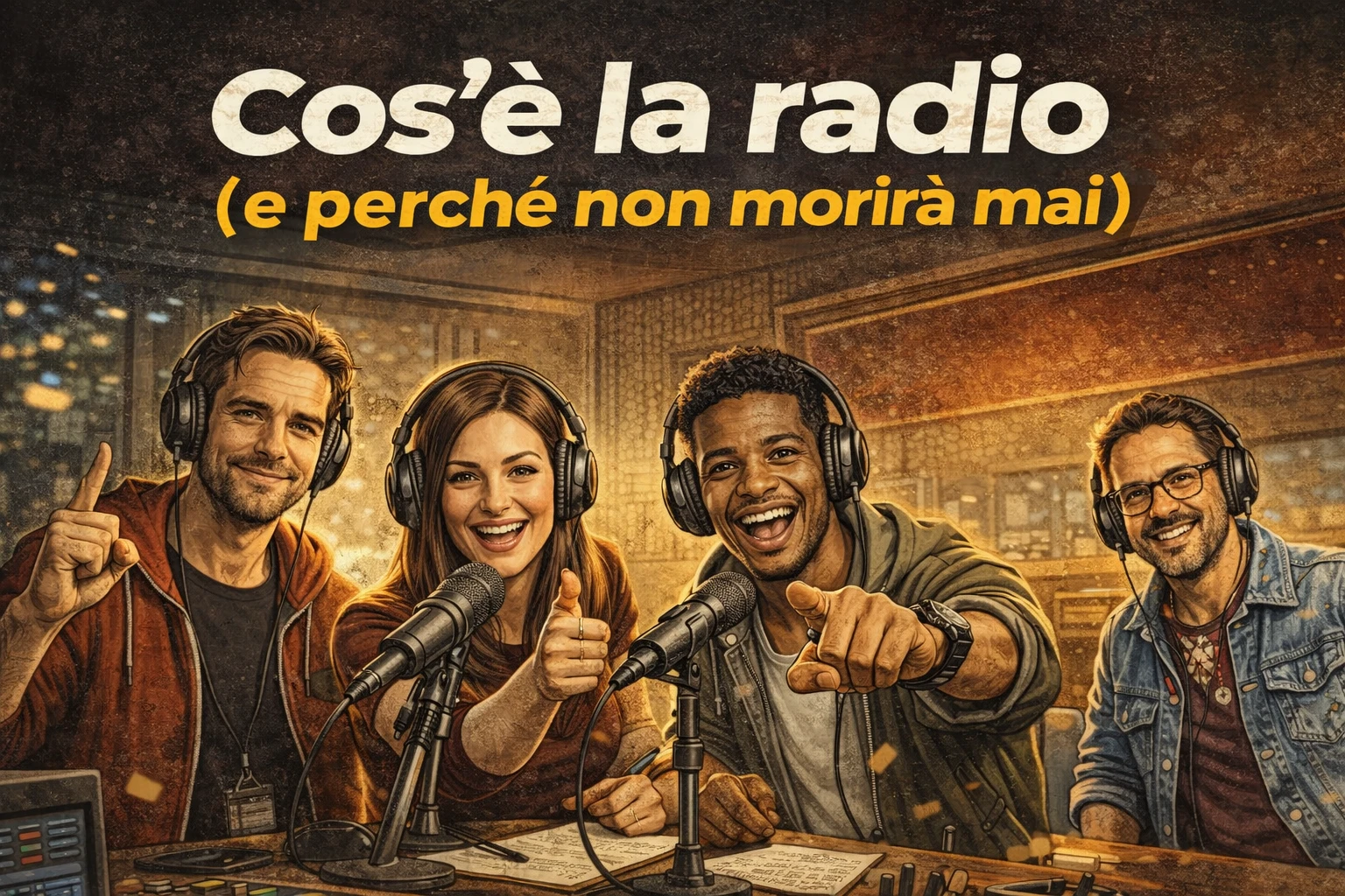 cos'è la radio e perché non morirà mai studio radio speaker microfono fumetto
