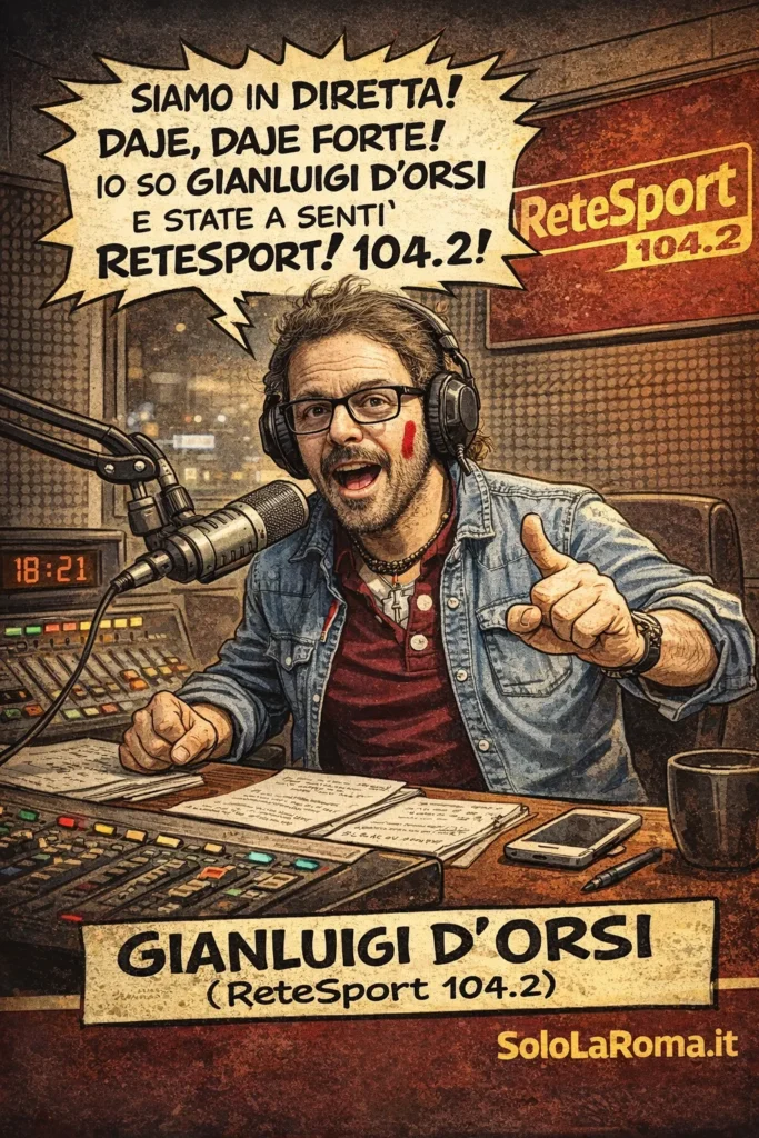 Gianluigi D&rsquo;Orsi ReteSport 104.2 fumetto studio radio diretta